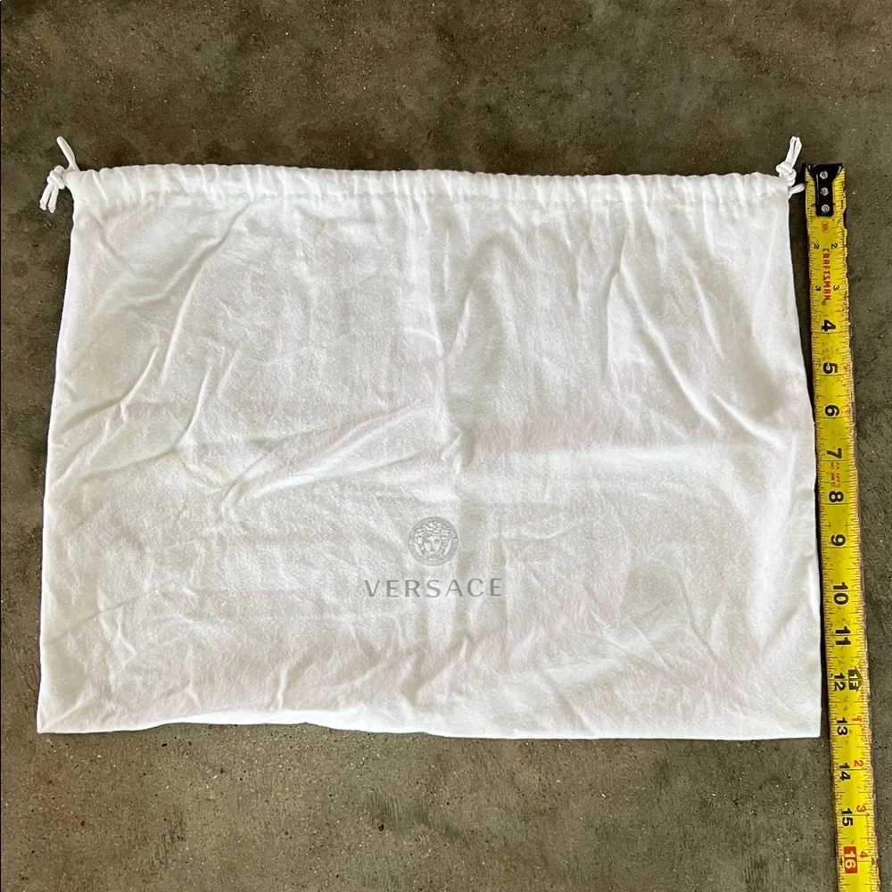 Authentic Versace White Logo Drawstring Storage Pouch